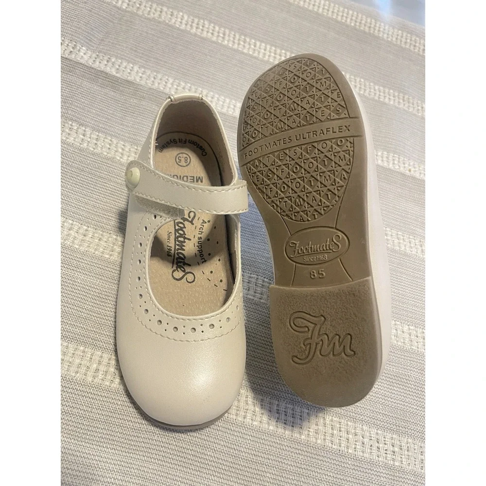 footmates girls shoes Emma Shoe Size 8.5 Pearl White Leather